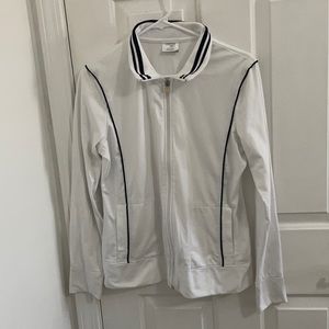 White and Black Full Zip Up Sweatshirt